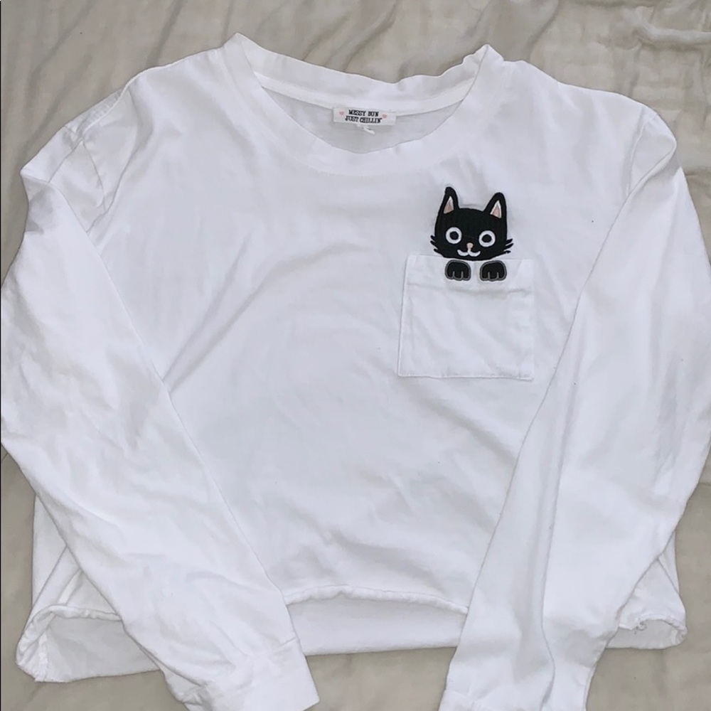 Messy bun just chillin cropped long sleeve